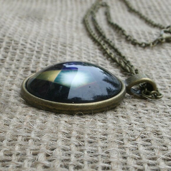 Pentacle Glass Cabochon Pendant Necklace - Picture 5 of 14